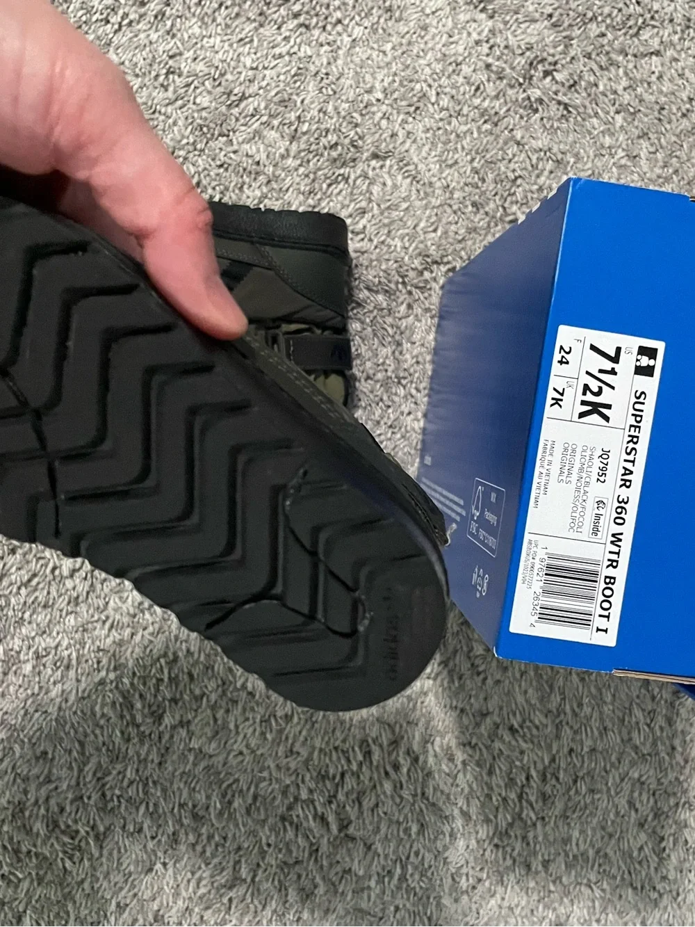 adidas Kids Olive Green and Black Winter Boots
